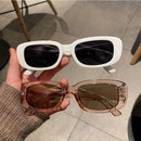 Klassische weiße rechteckige Damen-Sonnenbrille Neue Mode kleine Retro-Marken-Designer-Quadrat-Sonnenbrille Weibliche Dame Brille