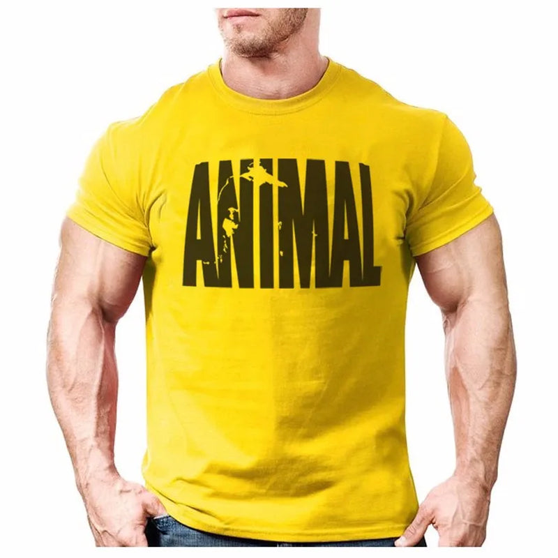 Animal Print Tracksuit Funny T Shirt Muscle Shirt Trends In 2021 Fitness Cotton Brand Clothes For Men Bodybuilding Tee Large XXL