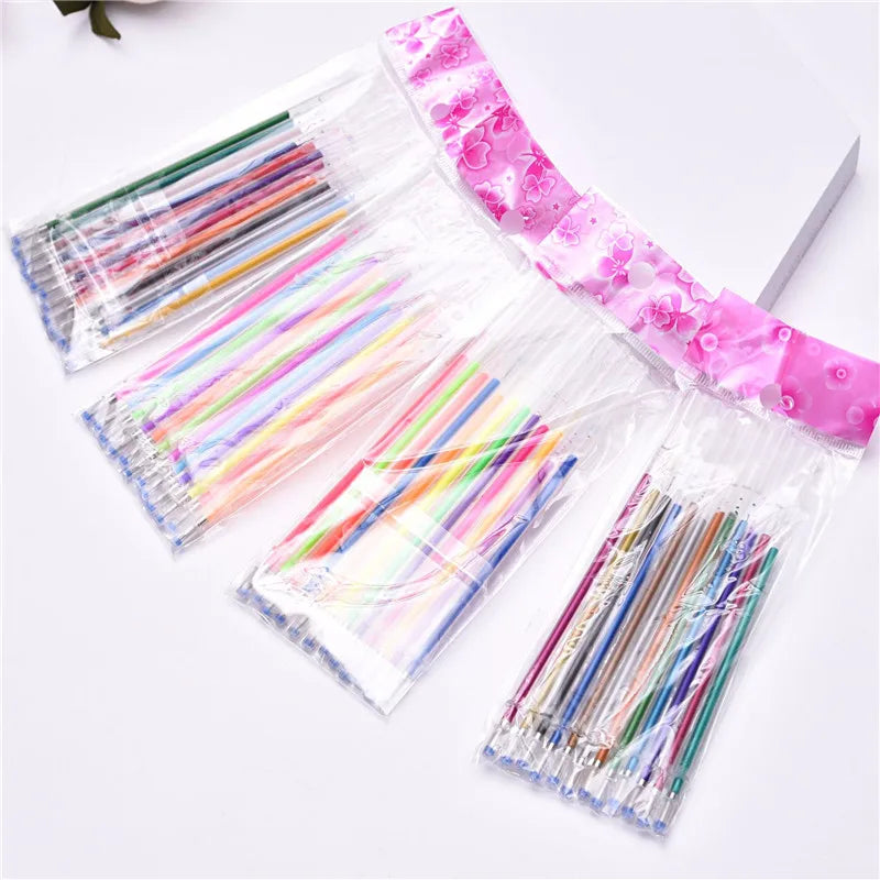 12/24/36/48/100Pcs Color Gel Pen Refill Rod 0.7mm Ball Pen Painting Gel Ink Pens Refills Glitter Highlighter DIY Graffiti Tools