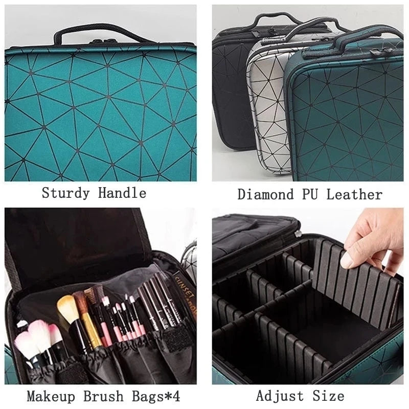 Female Professional Makeup Organizer Travel Beauty Cosmetic Case For Make Up Bag Bolso Mujer Storage Box Nail Tool Suitcase