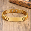 Vnox Gold Tone Stainless Steel Mens ID Bracelets Free Engraving Laser Name Date Customize Gift
