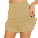 Flarixa Mode Falsche zweiteilige Hakama Rockhose Freizeit Sport Einfarbig A-Linien-Rock Hohe Taille Schmal Tasche Minirock Damen