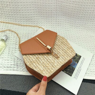 Small Straw Bucket Bags For Women 2020 Summer Crossbody Bags Lady Travel Purses and Handbags Female Shoulder Messenger Bag