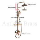 Antique Brass Shower Faucets Set 8'' Rainfall Shower Head Brass Handshower Dual Handle Mixer Tap Rotation Bath Shower Faucet