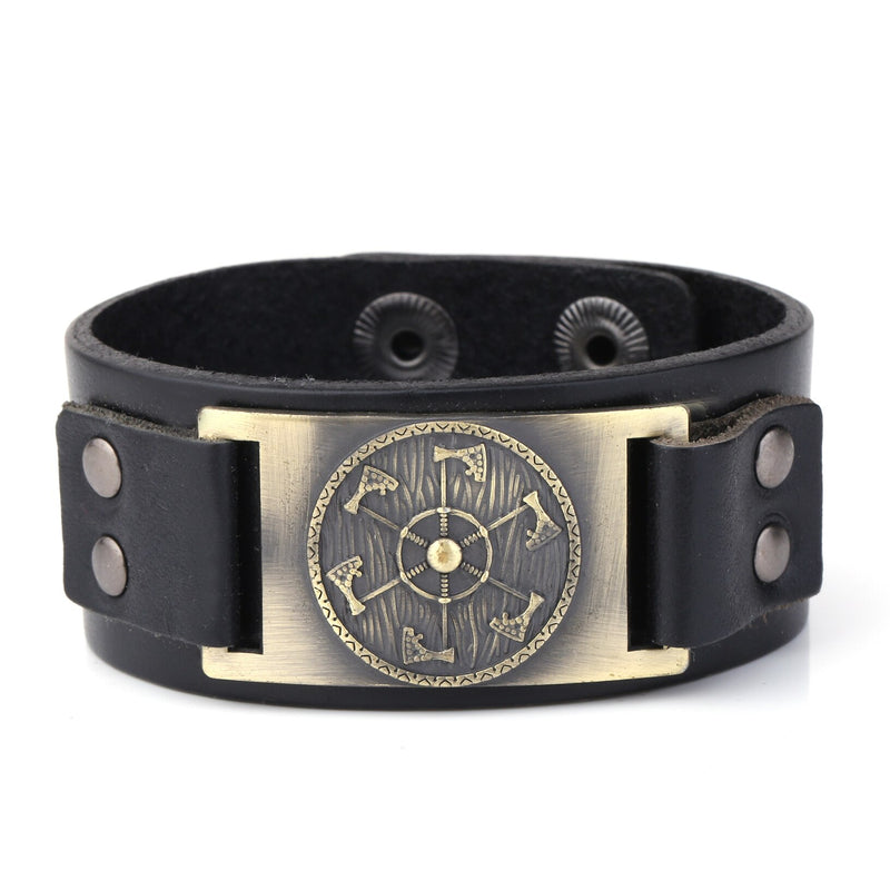 LIKGREAT Viking Wristband Cuff Braid Leather Bracelet Amulet Jewelry Accessories Celtics Knot Tailsman Axe Slavic Charm Bracelet