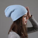 [Rancyword] Damen Wintermützen Beanies Strickmützen Kaninchenfellmütze Weiblich Echthaar Skullies Mützen Gorros Unifarbe RC1222-2