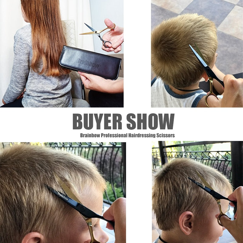 Brainbow 5.5' /6.0' Professional Hair Scissors Japan Hairdressing Barber Scissors Thinning Cutting Shears Haircut Hair Style