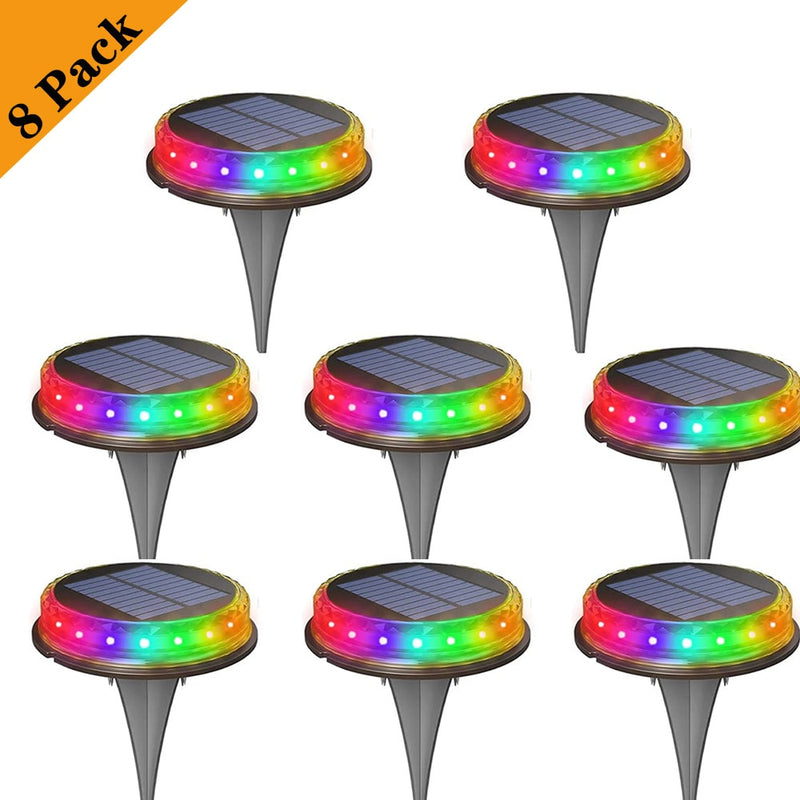 4PCS Solar Powered Disk Lights 17LED Solar Pathway Lights Outdoor Waterproof Garden Landscape Lighting for Yard Deck Patio