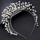 Handgewebtes Haarband Blatt Perle Stirnbänder für Frauen Braut Krone Tiara Hochzeit Haarschmuck