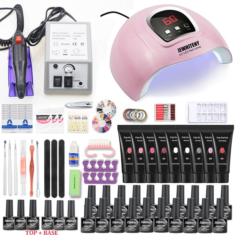 Nail Set 114W/54W UV LED Nail Lamp Dryer 20000RPM Machine Polish Nail Drill And Nail Extension Crystal Paste Nail Art Kit