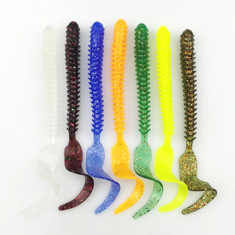 5Pcs Jig Wobbler Worm soft bait 10.5cm 3g  Fishing Lures Spiral Long Tail Swimbaits Artificial Rubber baits Bass Fishing Tackle