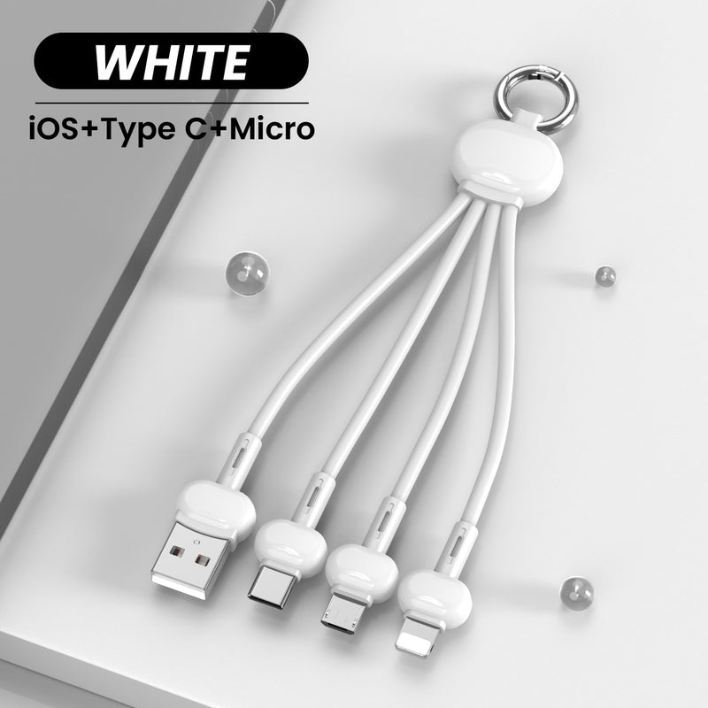 Keychain 3 in 1 USB Type C Cable for iPhone 13 12 11 XS X XR 3in1 2in1 USB Cable Charger Micro USB Type C Cord for Xiaomi Redmi