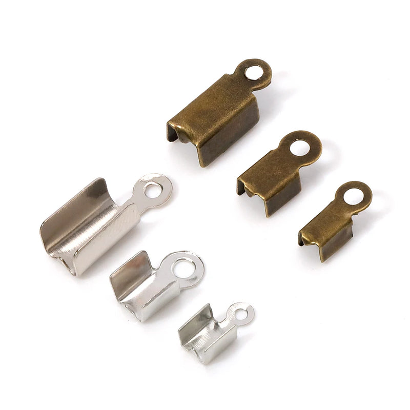 200pcs Metal End Caps End Clasps for Leather Cord Gold/Silver Plated Crimp Bead Connectors for DIY Jewelry Making Wholesale