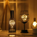 Weinglasflasche LED-Nachtlicht Eisen ausgehöhlte Nachtlampe für Café Hotel Balkon Heimdekoration Tischlampe
