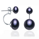 Natural Pearl Stud Earrings for Women Jewelry S925 Sterling Silver Genuine White Black Double Pearl Earrings Party