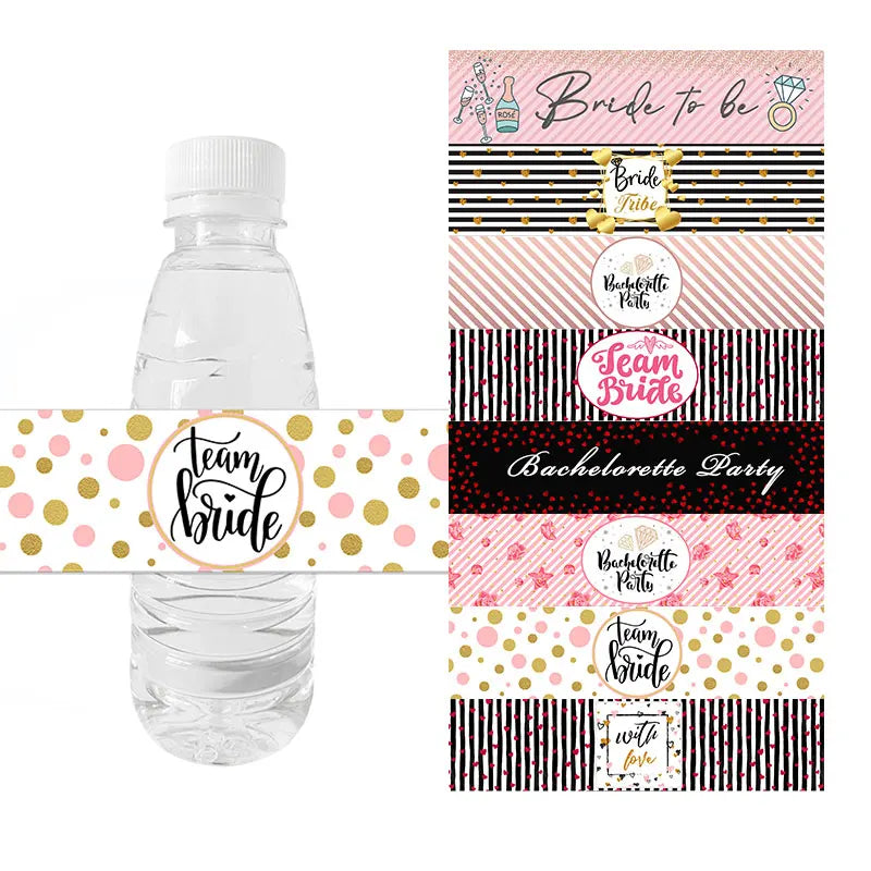 10pcs Bride To Be Bottle Stickers Wedding Bridal Team Bride Water Bottle Labels Bachelorette Party Shower Hen Party Decorations