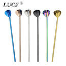 LUCF New Creative Long Drinking Straw with Ice Spoon 304 Stainless Steel Reusable Colorful Metal Straws Coffee Stirring Spoons