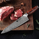 XINZUO 8.5 ''Inch Chef Knives Damascus Steel Japanese Kitchen Knives Damascus VG10 Stainless Steel Knives with Rose Wood Handle