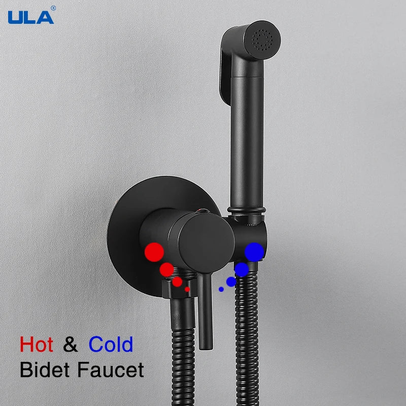 ULA Portable Bidet Sprayer Brass Toilet Bidet Faucet Gold Black Hot Cold Water Bathroom Mixer Shattaf Valve Jet Set shower enema