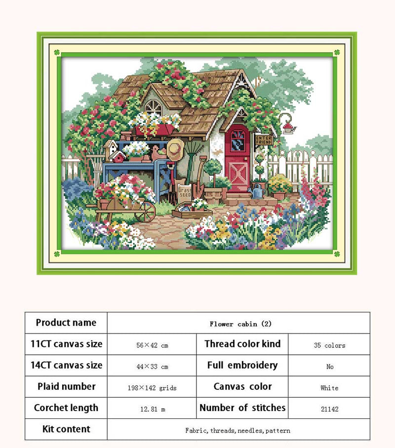 Leisurely Cabin House Scenery Patterns Counted 11CT 14CT Cross Stitch Sets DIY Cross-stitch Kit Embroidery Needlework Home Decor