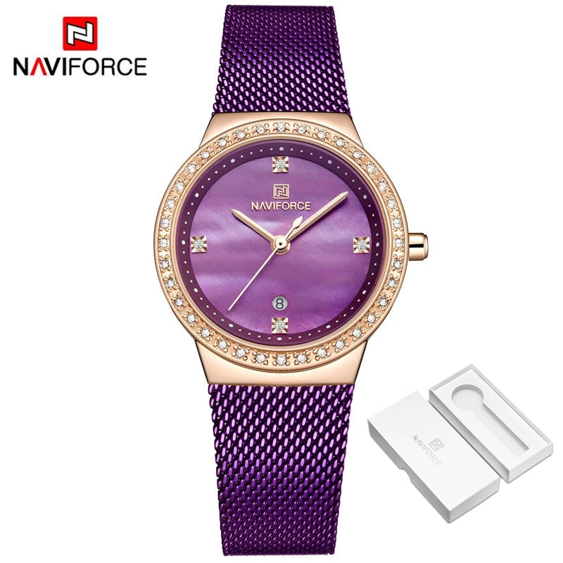Women Watch NAVIFORCE Fashion Casual Quartz Watches Ladies Waterproof Wristwatch Stainless Steel Girl Clock Relogio Feminino