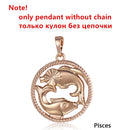 Zodiac Sign 12 Constellation Pendant Necklace 585 Rose Gold Color Horoscope Necklace Mens Chain Gift Fashion Jewelry GPM21