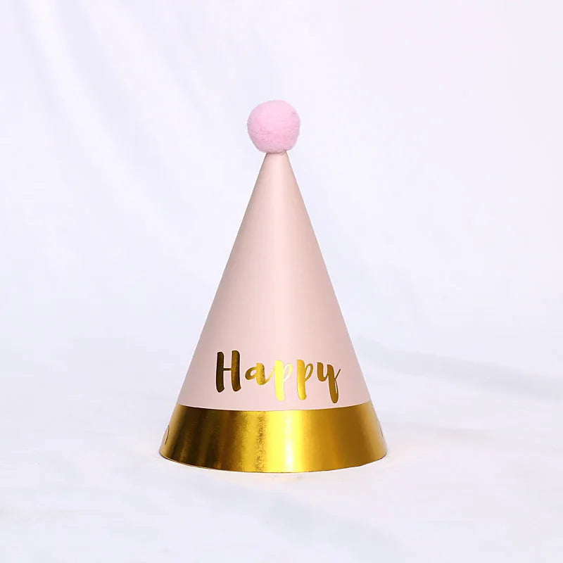 1 pcs/lot Birthday Hats Kids Boy Girl Black Birthday Party Decorations Happy Birthday Paper Hat Prince Princess Crown