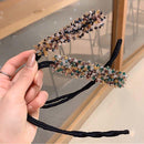 Ruoshui Woman Rhinestone Pearl Flower Hair Bun Maker DIY Hairstyle Tool For Ladies Hair Accessories Bridal Hairband