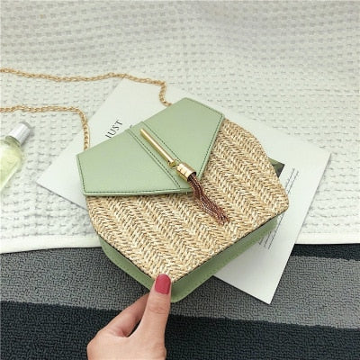 Small Straw Bucket Bags For Women 2020 Summer Crossbody Bags Lady Travel Purses and Handbags Female Shoulder Messenger Bag