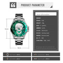 SKMEI Herren Quarz Totenkopf-Uhr Herren Edelstahl Skelett Kreativ Uhren Männlich Uhr Wasserdicht Armbanduhr Relogio Masculino