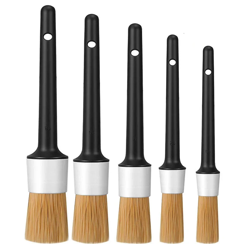 Car Exterior Interior Detail Brush 5pcs Boar Hair Bristle Brushes for Car Cleaning Auto Detail Tools Dashboard Cleaning Brush