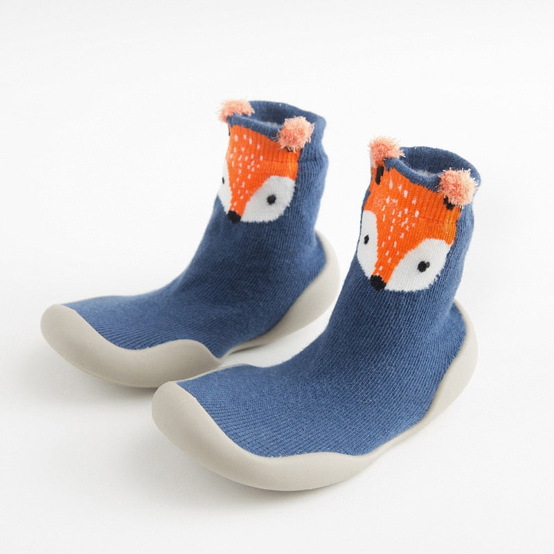 Toddler Indoor Sock Shoes Newborn Baby Socks Autumn Terry Cotton Baby Girl Sock with Rubber Soles Infant Animal Cat Funny Sock