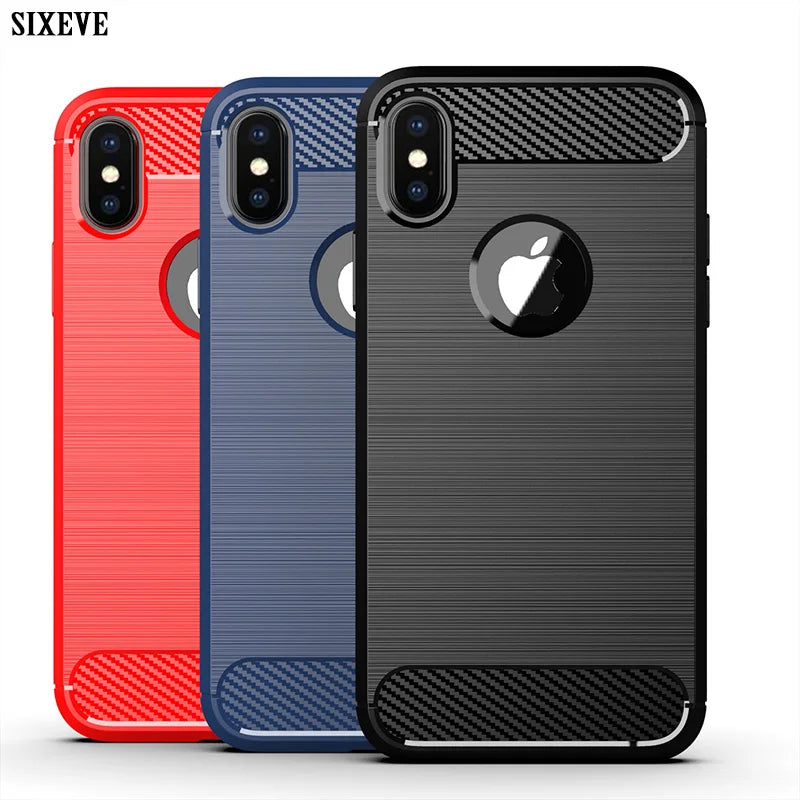 Luxury Shockproof Soft Case For iPhone 14 13 12 11 Pro XS MAX X XR 6 S 6S 7 8 Plus SE 7Plus 8Plus Mobile Phone Cover Red Black