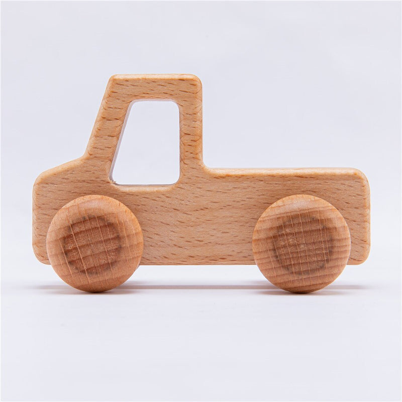 4Pcs Custom Wooden Toys Montessori Educational Beech Wood Car Children Cartoon Car Toy Baby Wood Gift For 2-6 Years Old Kids