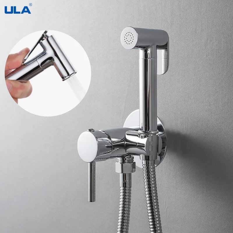 ULA Portable Bidet Sprayer Brass Toilet Bidet Faucet Gold Black Hot Cold Water Bathroom Mixer Shattaf Valve Jet Set shower enema