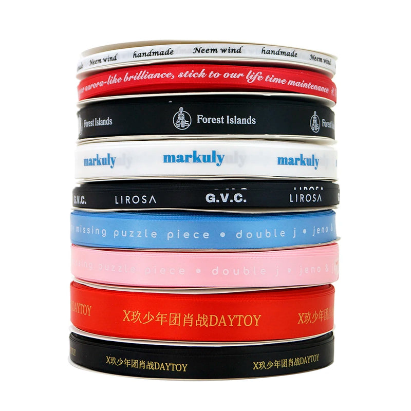 HAOSIHUI 5/8‘’ (16mm)  Custom Printed Satin Ribbon with any Logo or Font Style Christmas Wedding Favours 100 yard /lot