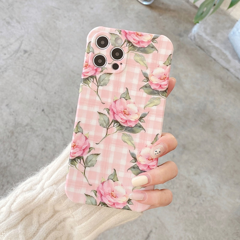 For iPhone 12 Pro Max Case Vintage Flower & Bird Square Phone Case For iPhone 11 Pro Max XR XS Max X Soft Silicon Coque