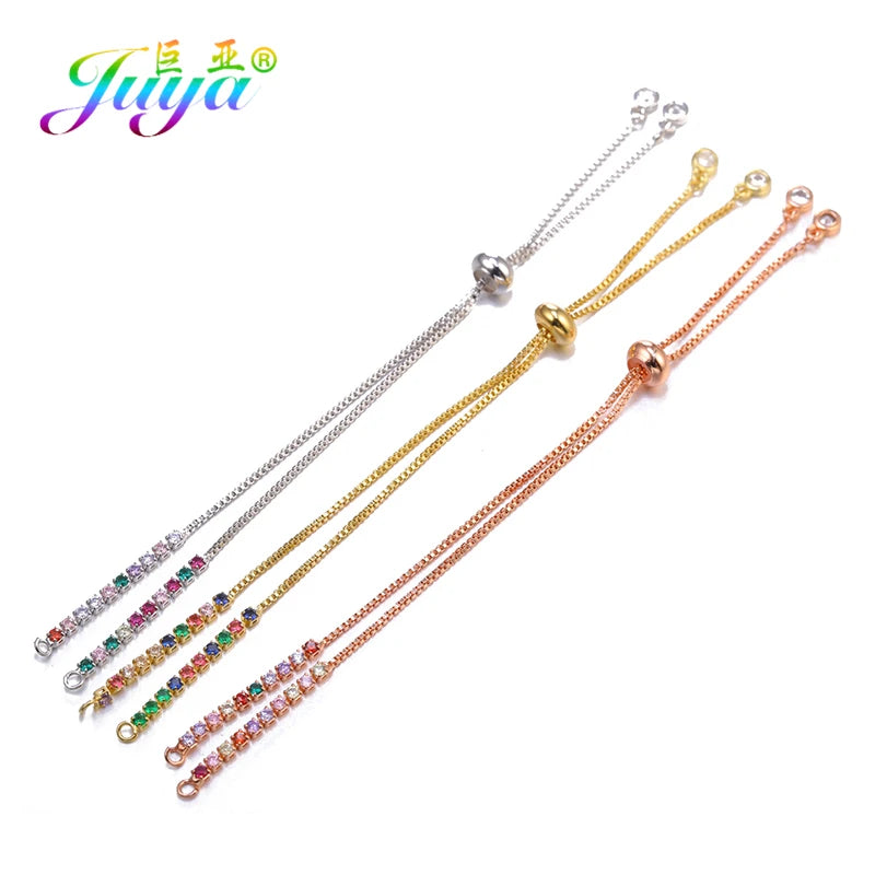 Juya 3Pcs/Lot Wholesale Handmade Adjustable Slider Chains Accessories For DIY Fashion Charms Bracelets Making Components Supplie