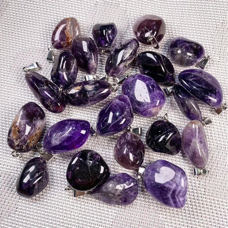 5pcs/lot Natural Amethysts Pendant Irregural Shape Small Pendnat Charms for Making Women DIY Necklace Size 10x25-15x35mm
