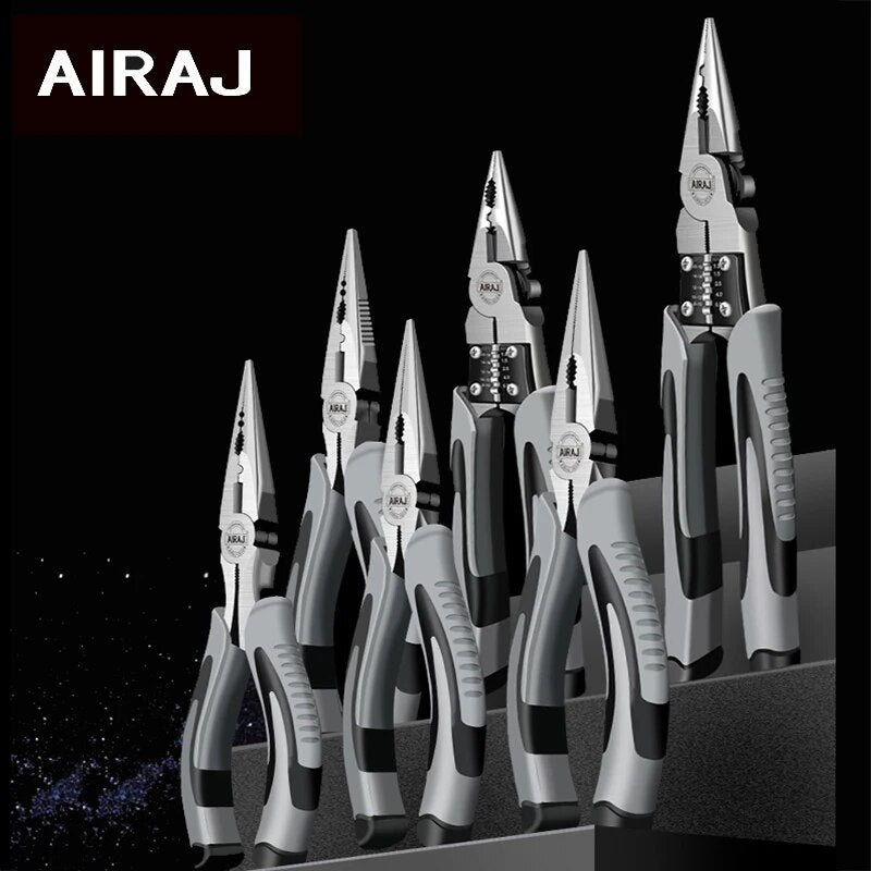 AIRAJ Multi-Function Wire Cutter Pliers Industrial Grade Electric Wire Stripping Crimping Vise Strong Manual Home Repair Tools