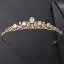 Luxus Kristall Perlen Blatt Brautschmuck Sets Strass Krone Tiaras Halskette Ohrringe Set für Braut Afrikanische Perlen Schmuck Sets