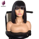 Bang Wig Human Hair Short Bob Human Hair Wigs Straight Lace Front Fringe 13x6 Lace Frontal Wig Peruvian Remy 5x5 Silk Top Wigs