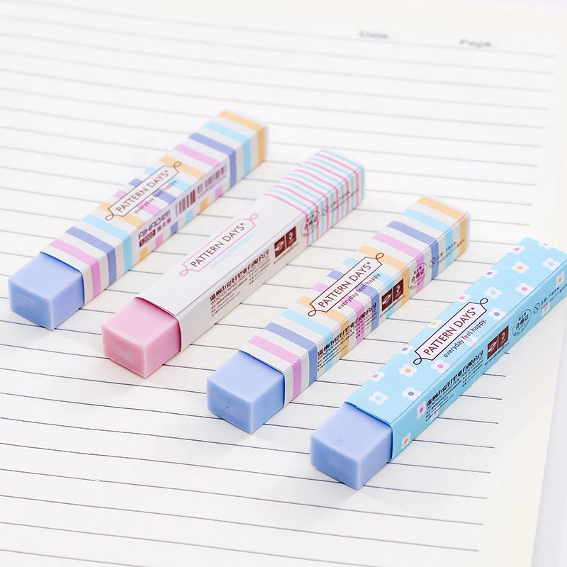 1 Pcs Lytwtw's Cute Candy Color Striped Soft Pencil Erasers For Kids Rubber Toy Kawaii Stationery School Office Supply Creative