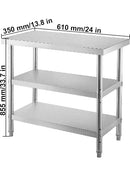 SucceBuy Stainless Steel Work Table Storage Shelve Commercial Kitchen Food Prep with Installation for Projects Cafeteria Hotel