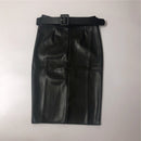 REALEFT Stylish PU Leather Wrap Midi Skirts with Belt Autumn Winter 2022 New Women High Waist Sheath Pencil Back Split Skirts