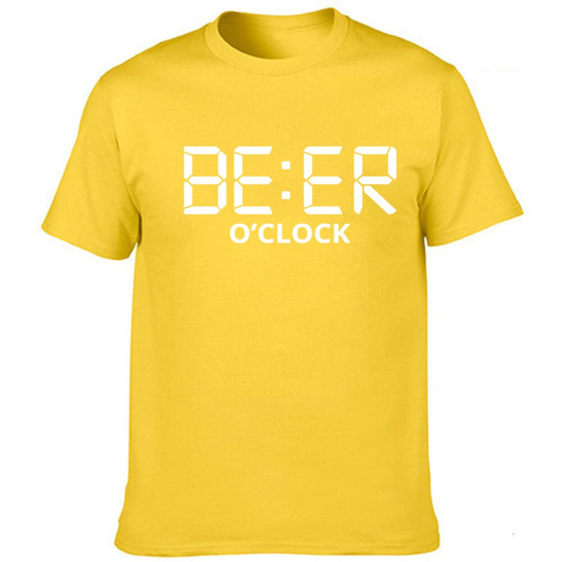 Men T Shirt Funny BEER OCLOCK Print Short Sleeve Tee Shirts Cool Summer Clothes Male Round Neck Streetwear Harajuku Graphic Tees