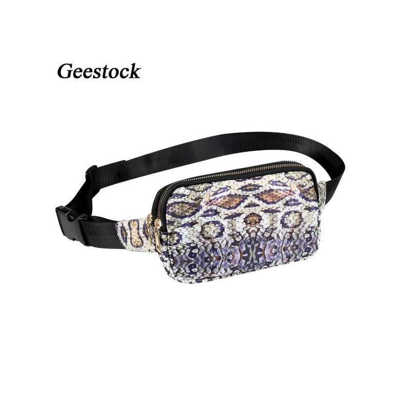 Geestock Women Waist Pack Black Bum Bag Festival Dual Zipper Belt Bag luLuxury Designlu Fashion Fanny Pack for Hiking Running