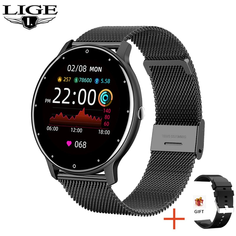 LIGE 2022 Smart watch Ladies Full touch Screen Sports Fitness watch IP67 waterproof Bluetooth For Android iOS Smart watch Female