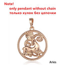 Zodiac Sign 12 Constellation Pendant Necklace 585 Rose Gold Color Horoscope Necklace Mens Chain Gift Fashion Jewelry GPM21