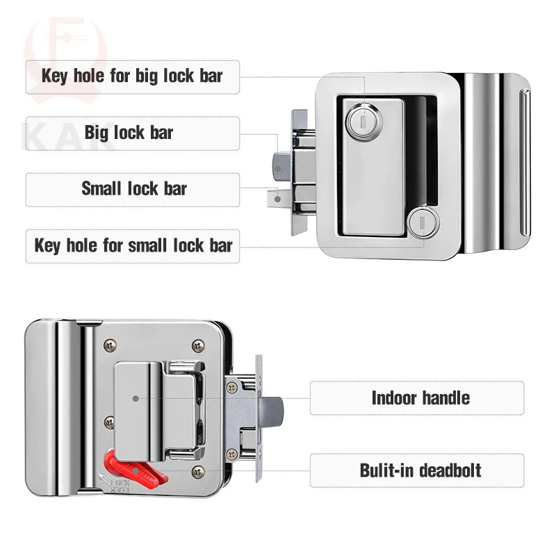 KAK RV Trailer Camper Entry Door Lock Handle Zinc Alloy Security RV Door Lock Replacement with Deadbolt Computer Key Door Handle